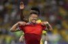 Chile's Alexis Sanchez grimaces during a qualifying soccer match for the FIFA World Cup Qatar 2022 against Brazil at Maracana stadium in Rio de Janeiro, Brazil, Thursday, March 24, 2022. (AP Photo/Silvia Izquierdo)