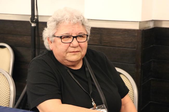 Marie-Anne Day Walker-Pelletier, retired chief of Okanese First Nation in Saskatchewan, is shown in Rome, Italy, on Tuesday, March 29, 2022. Walker-Pelletier said after a tour of a Vatican museum that she wants the Roman Catholic Church to return Indigenous artifacts in its possession. THE CANADIAN PRESS/Kelly Geraldine Malone