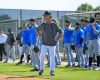 Miami Marlins manager Don Mattingly looks on during the team’s spring training baseball workout at Roger Dean Stadium on Thursday, March 17, 2022, in Jupiter, Fla. (David Santiago/Miami Herald via AP)