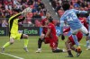 Toronto FC goalkeeper Alex Bono, left, saves a shot from New York City FC's Talles Magno, right, during first half MLS soccer action in Toronto, Saturday, April 2, 2022. THE CANADIAN PRESS/Chris Young