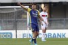 Verona's Giovanni Simeone celebrates scoring during the Serie A soccer match between Hellas Verona and Genoa, at the Marcantonio Bentegodi stadium in Verona, Italy, Monday, April 4, 2022. (Paola Garbuio/LaPresse via AP)