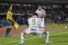 Juan Dinenno of Mexico's Pumas (9) celebrates scoring his side's 2nd goal against Mexico's Cruz Azul during the first leg semifinal Concacaf Champions League soccer match in Mexico City, Tuesday, April 5, 2022. (AP Photo/Fernando Llano)