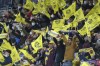 Villarreal supporters cheer their team prior the start the Champions League quarter-final, first leg soccer match between Villarreal and Bayern Munich at the Ceramica stadium in Villarreal, Spain, Wednesday, April 6, 2022. (AP Photo/Alberto Saiz)