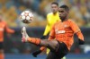FILE - Shakhtar's Tete stops the ball during their Champions League group D soccer match against FC Sheriff Tiraspol at the Olympiyskiy stadium in Kyiv, Dec. 7, 2021. The war ravaging Ukraine has brought to Lyon a new asset in its bid to qualify for European football. The seven-time French champions have made the most of a ruling by FIFA allowing Ukraine-based players to sign with other clubs to secure the services of highly-rated Brazilian winger Tete until the end of the season. (AP Photo/Efrem Lukatsky, file)