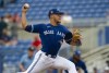Toronto Blue Jays pitcher pitcher Jose Berrios delivers during a Ppring training game at TD Ballpark, in Dunedin, Fla., Saturday, April 2, 2022. THE CANADIAN PRESS/Mark Taylor