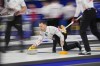 Canada Skip Brad Gushue delivers a stone against Germany during the World Men's Curling Championships, in Las Vegas, Tuesday, April 5, 2022. Canada's Brad Gushue beat Scotland's Kyle Waddell 8-6 on Friday to secure a semifinal berth at the world men's curling championship. THE CANADIAN PRESS/AP-John Locher