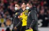 Dortmund's Giovanni Reyna walks off the pitch during the German Bundesliga soccer match between Dortmund and VfB Stuttgart, at the Mercedes-Benz Arena in Stuttgart, Germany, Friday, April 8, 2022. (Tom Weller/dpa via AP)