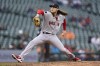 Boston Red Sox pitcher Matt Strahm throws against the Detroit Tigers in the fifth inning of a baseball game in Detroit, Monday, April 11, 2022. (AP Photo/Paul Sancya)