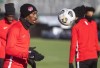 Canada's Atiba Hutchinson takes part in a practice session in Edmonton on Wednesday November 10, 2021. Hutchinson has joined Simcoe County Rovers FC’s ownership group. THE CANADIAN PRESS/Jason Franson