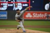 Los Angeles Dodgers pitcher Clayton Kershaw throws against the Minnesota Twins during the first inning of a baseball game, Wednesday, April 13, 2022, in Minneapolis. (AP Photo/Craig Lassig)