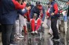 Boston Red Sox's Enrique Hernandez celebrates his home run in the dugout against the Detroit Tigers in the third inning of a baseball game in Detroit, Wednesday, April 13, 2022. (AP Photo/Paul Sancya)