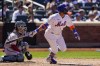 New York Mets' Robinson Cano hits a solo home run off Arizona Diamondbacks starting pitcher Zach Davies in the fourth inning of a baseball game against the Arizona Diamondbacks, Friday, April 15, 2022, in New York. (AP Photo/John Minchillo)