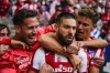 Atletico Madrid's Yannick Carrasco celebrates after scoring his side's second goal during a Spanish La Liga soccer match between Atletico Madrid and Espanyol at Wanda Metropolitano stadium in Madrid, Spain, Sunday, April 17, 2022. (AP Photo/Manu Fernandez)