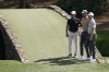 Mike Weir, left, Corey Conners and Mackenzie Hughes, of Canada, pose at the Ben Hogan Bridge during a practice round for the Masters golf tournament on Monday, April 4, 2022, in Augusta, Ga. For the first time ever there's a strong possibility that up to three Canadian players will be joining Weir at the Presidents Cup in September at Quail Hollow Club in Charlotte, N.C. THE CANADIAN PRESS/AP-Charlie Riedel
