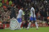 Manchester United's Paul Pogba, right, is substituted by Manchester United's Jesse Lindgard during the English Premier League soccer match between Liverpool and Manchester United at Anfield stadium in Liverpool, England, Tuesday, April 19, 2022. (AP Photo/Jon Super)