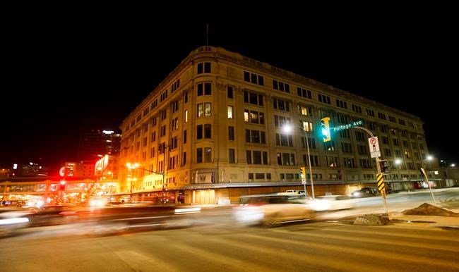 The Hudson’s Bay Company heritage building in Winnipeg is photographed Thursday, April 21, 2022. One of the landmark stores formerly run by the Hudson's Bay Co. is about to undergo a major transformation in the name of reconciliation with Indigenous people. THE CANADIAN PRESS/John Woods