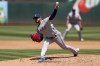 Texas Rangers starting pitcher Martin Perez throws against the Oakland Athletics during the third inning of a baseball game in Oakland, Calif., Saturday, April 23, 2022. (AP Photo/Jed Jacobsohn)