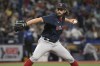 Boston Red Sox relief pitcher Austin Davis throws from the mound during the fifth inning of a baseball game against the Tampa Bay Rays, Saturday, April 23, 2022, in St. Petersburg, Fla. (AP Photo/Phelan M. Ebenhack)