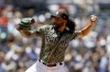 San Diego Padres' Sean Manaea pitches against the Los Angeles Dodgers during the first inning of a baseball game Sunday, April 24, 2022, in San Diego. (AP Photo/Mike McGinnis)