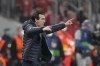 Villarreal's manager Unai Emery gives instructions from the side line during the Champions League, second leg, quarterfinal soccer match between Bayern Munich and Villareal at the Allianz Arena, in Munich, Germany, Tuesday, April 12, 2022. (AP Photo/Matthias Schrader)