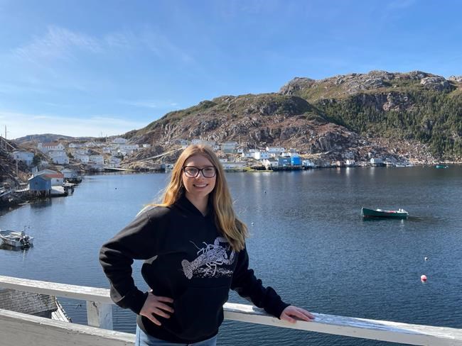 Simone McDonald, 17, shown on Tuesday, April 26, 2022, is one of just four students at the kindergarten to grade 12 school in McCallum, N.L. The other three students are in kindergarten and grades one and nine. THE CANADIAN PRESS/HO-April Durnford **MANDATORY CREDIT**