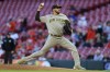 San Diego Padres' Joe Musgrove throws during the first inning of the team's baseball game against the Cincinnati Reds in Cincinnati, Tuesday, April 26, 2022. (AP Photo/Aaron Doster)