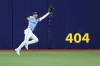 Tampa Bay Rays center fielder Kevin Kiermaier makes a running catch on a line drive by Seattle Mariners' Jesse Winker during the first inning of a baseball game Tuesday, April 26, 2022, in St. Petersburg, Fla. (AP Photo/Mike Carlson)