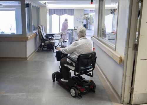 Residents are shown at Idola Saint-Jean long-term care home in Laval, Que., Friday, February 25, 2022.&nbsp;The latest census release on aging marks another milestone on the slow march to what experts warn will be a crisis in care for Canada’s elders.&nbsp;CANADIAN PRESS/Graham Hughes