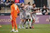 CF Montreal forward Kei Kamara (23) celebrates with teammates his goal on Philadelphia Union goalkeeper Andre Blake (18) during the second half of an MLS soccer match Saturday, April 23, 2022, in Chester, Pa.&nbsp;CF Montreal’s six-game unbeaten run in all competitions has left the Major League Soccer club in a favourable place after a slow start to the season.&nbsp;&nbsp;THE CANADIAN PRESS/AP-Matt Rourke