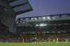 Villarreal's goalkeeper Geronimo Rulli, center, plays the ball during the Champions League semi final, first leg soccer match between Liverpool and Villarreal at Anfield stadium in Liverpool, England, Wednesday, April 27, 2022. (AP Photo/Jon Super)