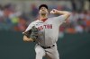 Boston Red Sox starting pitcher Rich Hill throws a pitch against the Baltimore Orioles during the second inning of a baseball game, Friday, April 29, 2022, in Baltimore. (AP Photo/Julio Cortez)