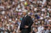 Real Madrid's head coach Carlo Ancelotti during La Liga soccer match against Espanyol at the Santiago Bernabeu stadium in Madrid, Saturday, April 30, 2022. (AP Photo/Bernat Armangue)