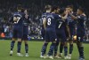 Manchester City celebrate their victory after the English Premier League soccer match between Leeds United and Manchester City at Elland Road in Leeds, England, Saturday, April 30, 2022. (AP Photo/Rui Vieira)