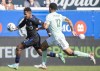 CF Montreal's Romell Quioto, left, breaks away from Atlanta United's Miles Robinson during first half MLS soccer action in Montreal, Saturday, April 30, 2022. THE CANADIAN PRESS/Graham Hughes