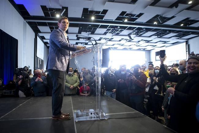 Patrick Brown announces his candidacy for the federal Conservative Leadership at a rally in Brampton, Ont., on Sunday, March 13, 2022. The Conservative party has confirmed that six candidates have been verified as leadership contenders. THE CANADIAN PRESS/Chris Young