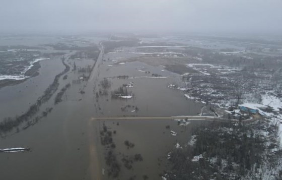 Flooding on the Peguis First Nation is shown in a handout photo taken with a drone on Sunday, May 1, 2022. Flooding has forced evacuations in some parts of Manitoba after heavy rains caused rivers to swell. The Peguis First Nation, about 150 kilometres north of Winnipeg, was placed under a mandatory evacuation order after ice jams on the Fisher River drove up water levels. THE CANADIAN PRESS/HO-Albert Stevenson **MANDATORY CREDIT**
