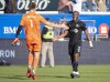 CF Montreal goalkeeper Sebastian Breza (1) celebrates with teammate Kamal Miller after defeating Atlanta United in an MLS soccer game in Montreal, Saturday, April 30, 2022. THE CANADIAN PRESS/Graham Hughes