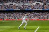 Real Madrid's Karim Benzema celebrates after scoring during La Liga soccer match at the Santiago Bernabeu stadium in Madrid, Saturday, April 30, 2022. (AP Photo/Bernat Armangue)