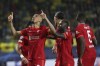 Liverpool's Fabinho celebrates after scoring his side's opening goal during the Champions League semi final, second leg soccer match between Villarreal and Liverpool at the Ceramica stadium in Villarreal, Spain, Tuesday, May 3, 2022. (AP Photo/Alberto Saiz)