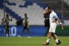 Marseille's Dimitri Payet leaves the field with medics during the Europa Conference League semi final, second leg soccer match between Olympique Marseille and Feyenoord at the Velodrome stadium in Marseille, southern France, Thursday, May 5, 2022. (AP Photo/Daniel Cole)