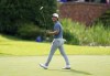 Denmark's Thorbjorn Olesen on the eighteenth hole during day three of Betfred British Masters at The Belfry, Sutton Coldfield, Saturday May 7, 2022. Thorbjorn Olesen finished eagle-birdie to shoot 3-under 69 and take a three-stroke lead into the final round of the British Masters as he bids for a first win in four years amid a career rebuild. (Zac Goodwin/PA via AP)