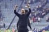 Everton's head coach Frank Lampard celebrates after winning the English Premier League soccer match between Leicester City and Everton at King Power Stadium in Leicester, England, Sunday, May 8, 2022. Everton won 2-1. (AP Photo/Rui Vieira)