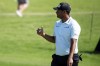 Sebastián Muñoz, of Colombia, gives a thumbs-up to the crowd after completing the sixth hole during the second round of the AT&T Byron Nelson golf tournament in McKinney, Texas, Friday, May 13, 2022. (AP Photo/Emil Lippe)