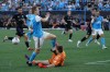 CF Montréal goalkeeper Sebastian Breza, right, blocks a shot by Charlotte FC forward Karol Świderski during the first half of an MLS soccer match on Saturday, May 14, 2022, in Charlotte, N.C. (AP Photo/Chris Carlson)