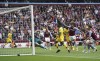 Crystal Palace's Jeffrey Schlupp scores his side's first goal of the game, during the English Premier League soccer match between Aston Villa and Crystal Palace at Villa Park, Birmingham, England, Sunday May 15, 2022. (Zac Goodwin/PA via AP)