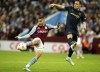 Aston Villa's Emiliano Buendia scores during the English Premier League soccer match between Aston Villa and Burnley at Villa Park, Birmingham, England, Thursday May 19, 2022. (Mike Egerton/PA via AP)
