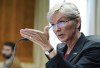 FILE -Secretary of Energy Jennifer Granholm speaks during a Senate Energy and Natural Resources hearing to examine the President's proposed budget request for fiscal year 2023 for the Department of Energy, Thursday, May 5, 2022, on Capitol Hill in Washington. The Department of Energy said Thursday, May 19, 2022 it will release $3.5 billion to groups developing direct air capture and other technologies that remove carbon dioxide, which when released into the atmosphere causes global warming.(AP Photo/Mariam Zuhaib, File)