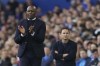 Crystal Palace's head coach Patrick Vieira, left, and Everton's head coach Frank Lampard during the English Premier League soccer match between Everton and Crystal Palace at Goodison Park in Liverpool, England, Thursday, May 19, 2022. (AP Photo/Jon Super)