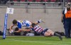Toronto Arrows winger Matt Hood, left, scores against the New England Free Jacks during Major League Rugby action at York Lions Stadium in North York, Ontario on Thursday May 19, 2022. THE CANADIAN PRESS/HO-Toronto Arrows**MANDATORY CREDIT**