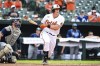 Baltimore Orioles' Adley Rutschman grounds out to Tampa Bay Rays first baseman Ji-Man Choi on a pitch from relief pitcher J.P. Feyereisen during the seventh inning of a baseball game, Sunday, May 22, 2022, in Baltimore. (AP Photo/Terrance Williams)